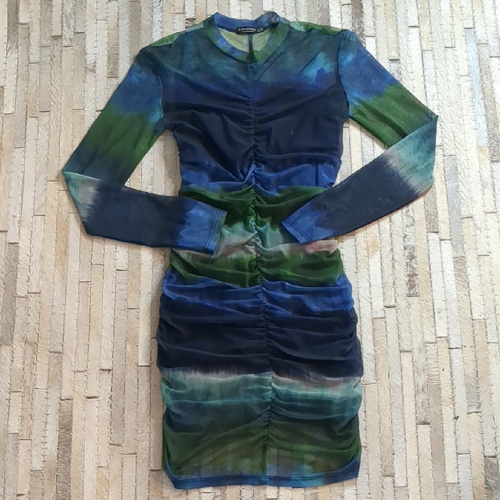 Y2K Body Con Sheer Long-Sleeve Mid Length Dress